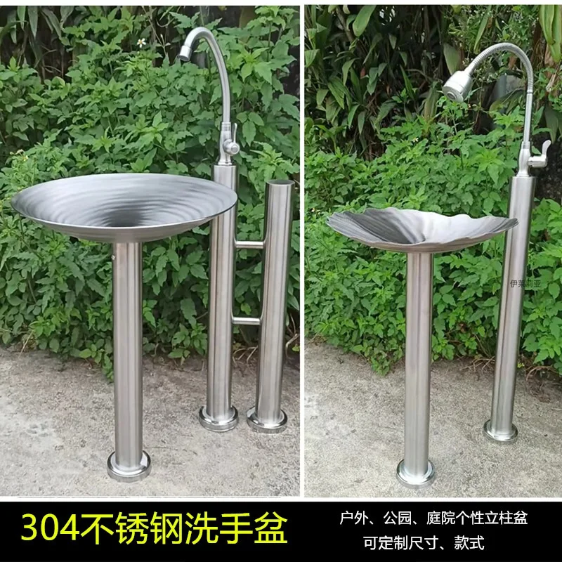 

Column Basin 304 Stainless Steel Outdoor Scenic Area Children's Park Hand Washing Foot Floor Faucet Round