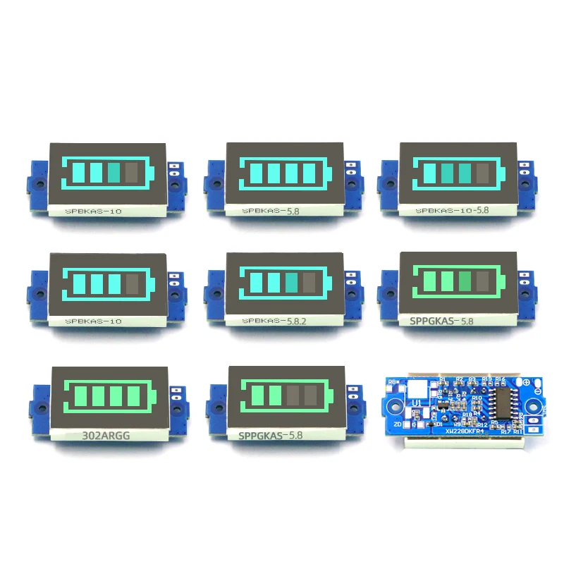 5 szt. Moduł testera poziomu miernika pojemności akumulatora litowego do akumulatora Li-po/Li-Ion z niebieskim lub zielonym wyświetlacz