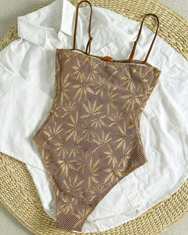 Sexy One Piece Swimsuit 2026 Women Leaves Hollowed-out Push Up Monokini Swimwear Bathing Suits Bohemia Bodysuit Swimming Suit - view 6