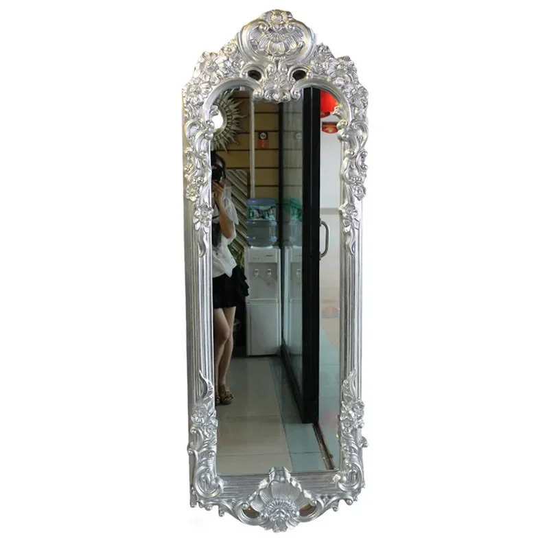 for European American Retro Engraved Full Length Mirror Clothing Store Full Body Fitting Mirror Entrance Decorative Large