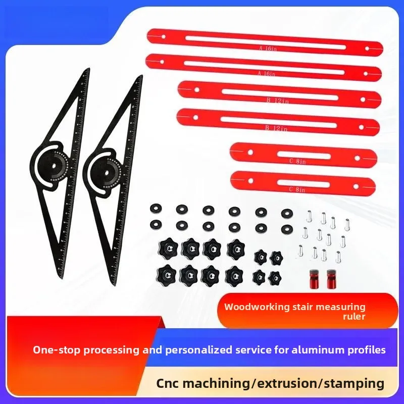 For Aluminum Alloy Woodworking Staircase Measuring Ruler Adjustable Multi Angle Positioning Scribing Tool for Decoration