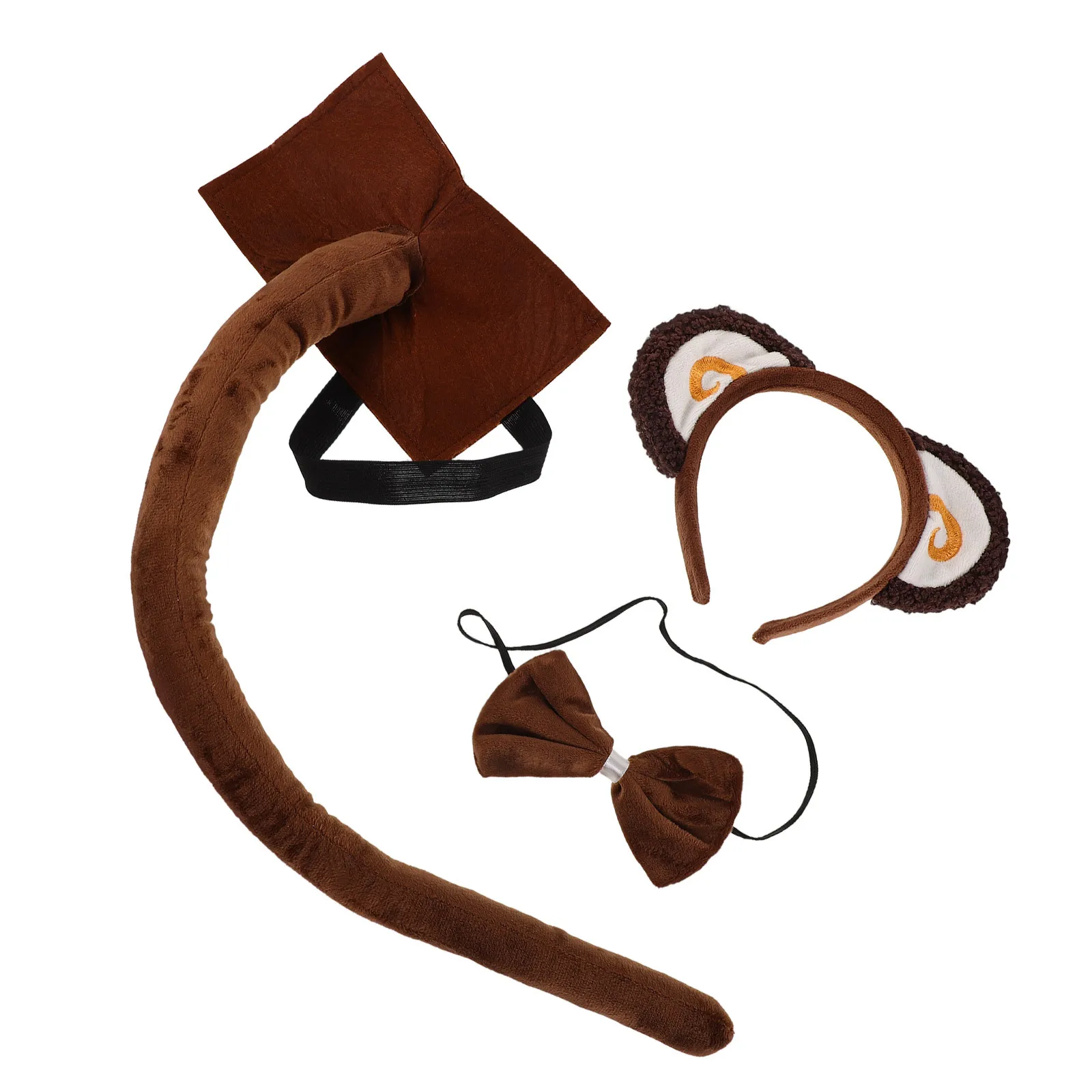 1Set Affe Kostüm Tier Zubehör Kinder Weiche Stirnband Schwanz Fliege Dschungel Party Cosplay Dress Up Kit Tier Ohren kostüm