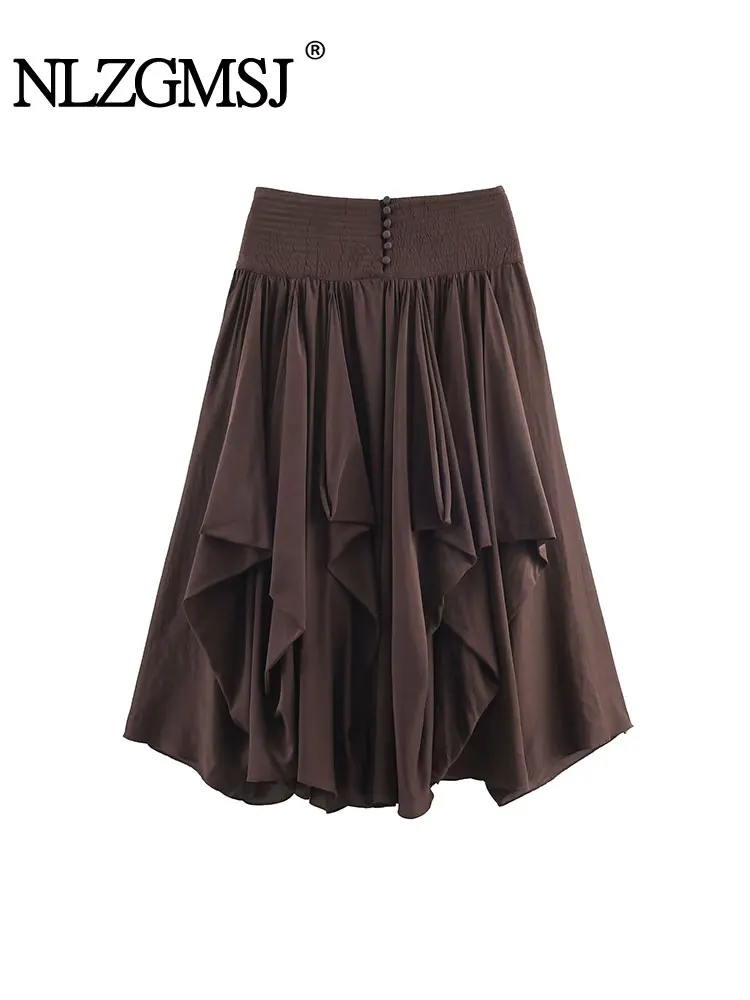 

NLZGMSJ Holiday Chic Women Skirt Solid Tierred Long Skirt New Fashion 2025 Autumn Party Female Skirt