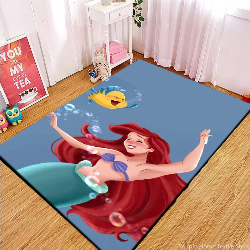 Disney Little Mermaid Kids Non-slip Large Area Rug 3D Carpet for Home Living Room the Bedroom Sofa Doormat Decor Gift MINISO Mat