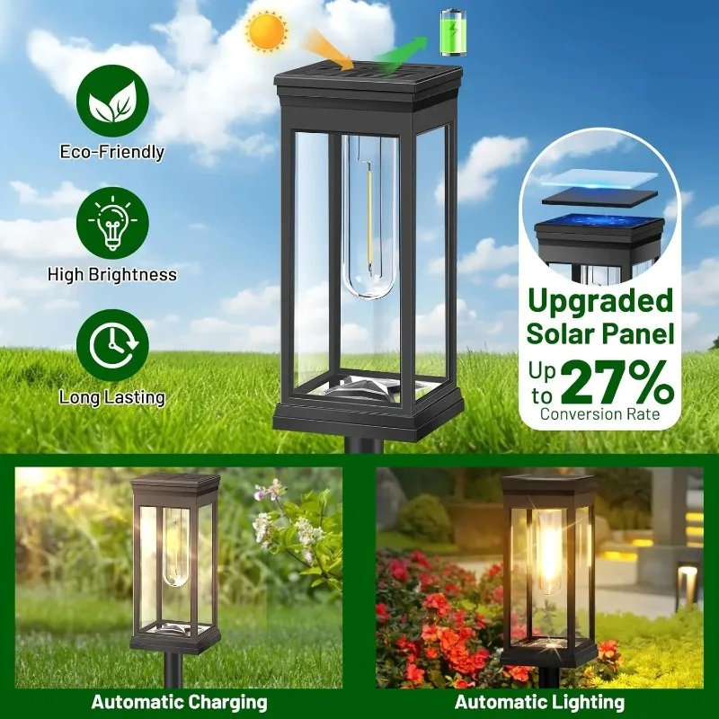 Solar Landscape Pathway Lights Outdoor Waterproof LED Lamps for Yard Garden Driveway Walkway Energy Efficient Night Lighting