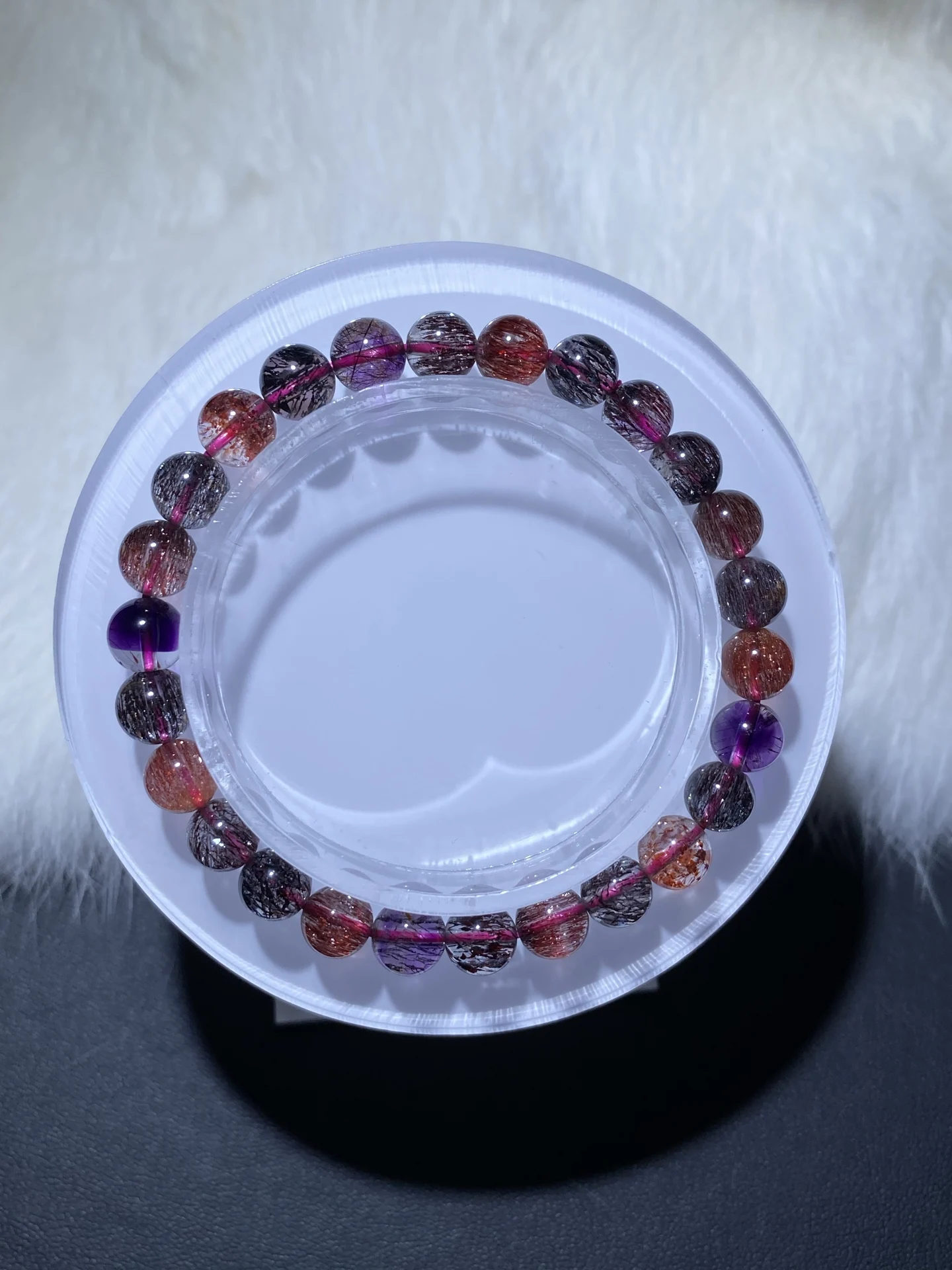 7mm Natural Super 7 Melody Bracelet Jewelry For Women Lady Beauty Gift Stone Healing Crystal Round Beads Gemstone Strands AAAAA