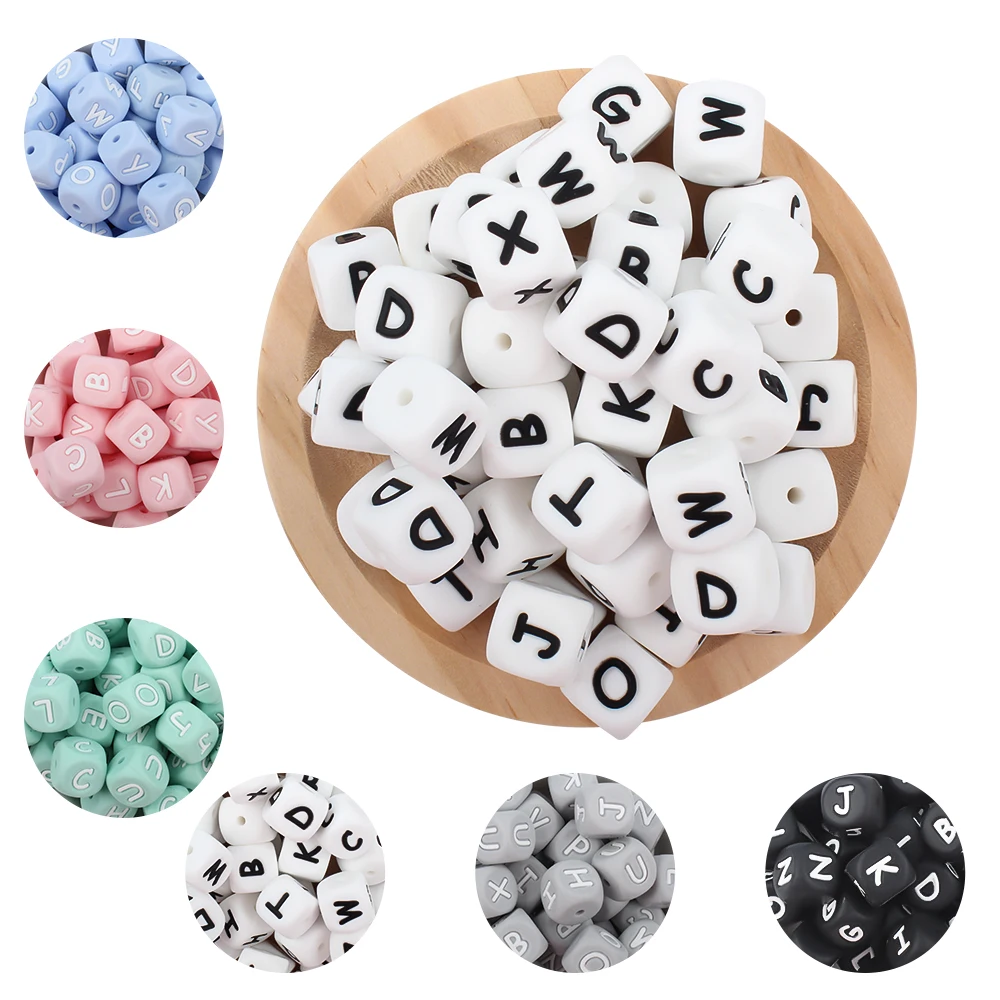 10Pc/lot Silicone Letters Beads 12MM Colorful English Alphabet Focal Beads Personalized Name KeyChain  Pen Jewelry Making