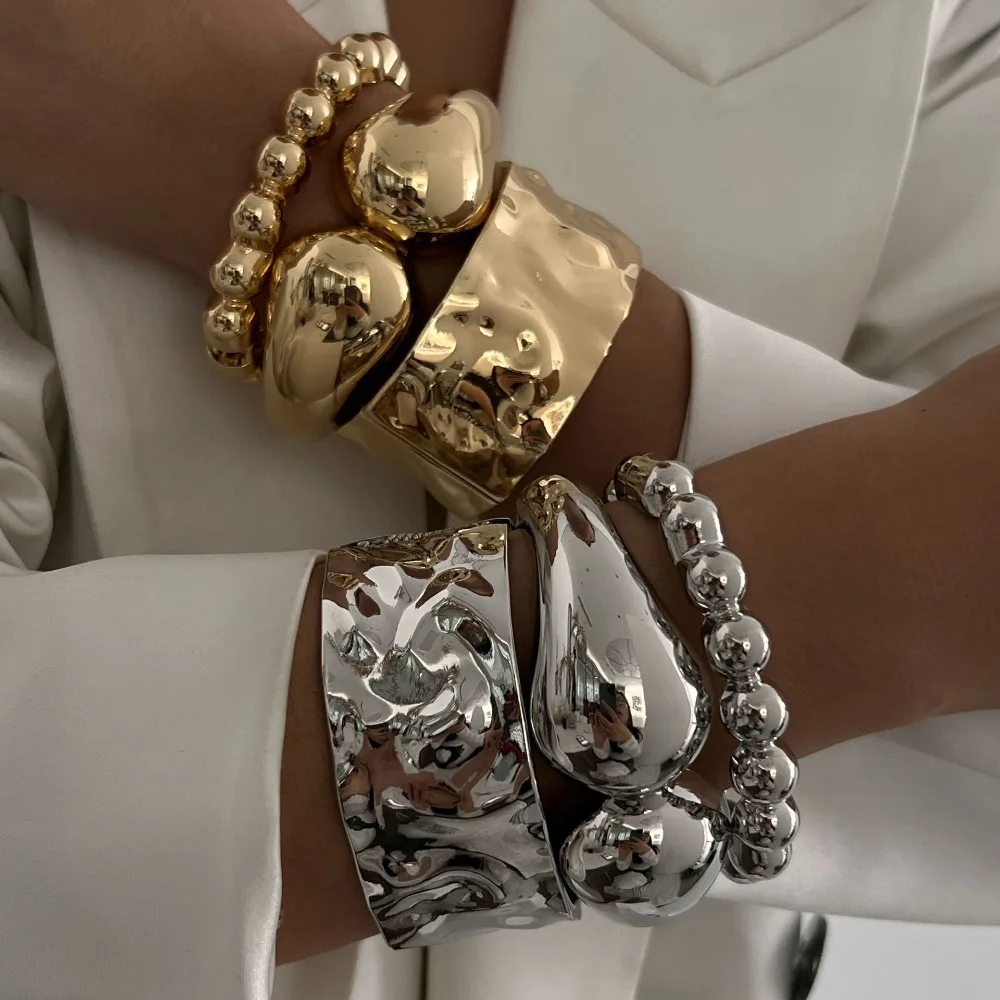 أزياء سبائك الشرير سوار غير النظامية مبالغ فيها الهيب هوب سوار فريد قطرة الماء الخرز شكل الإسورة النساء الرجال