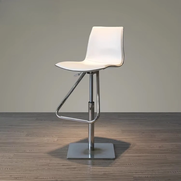 Furniture Stainless steel high armless leather height adjustable bar stool chair with low backrest and footstool