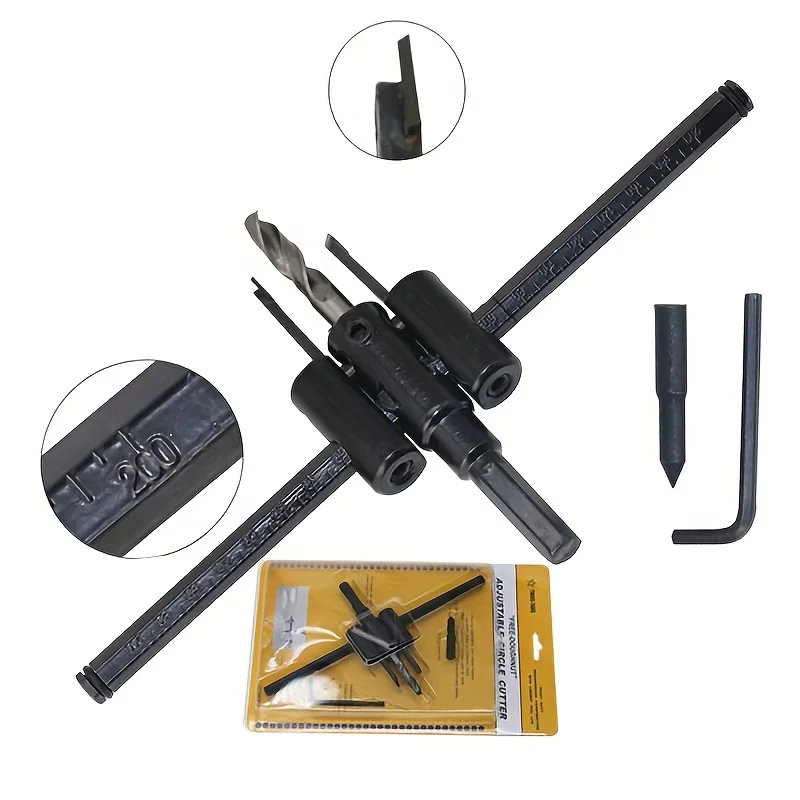 1pc, Hole Drilling Ring Saw,12/20/30cm, Adjustable Blade For Cutting Holes On Wood, Wireless Woodworking Tool Kit, DIY Tools view 2