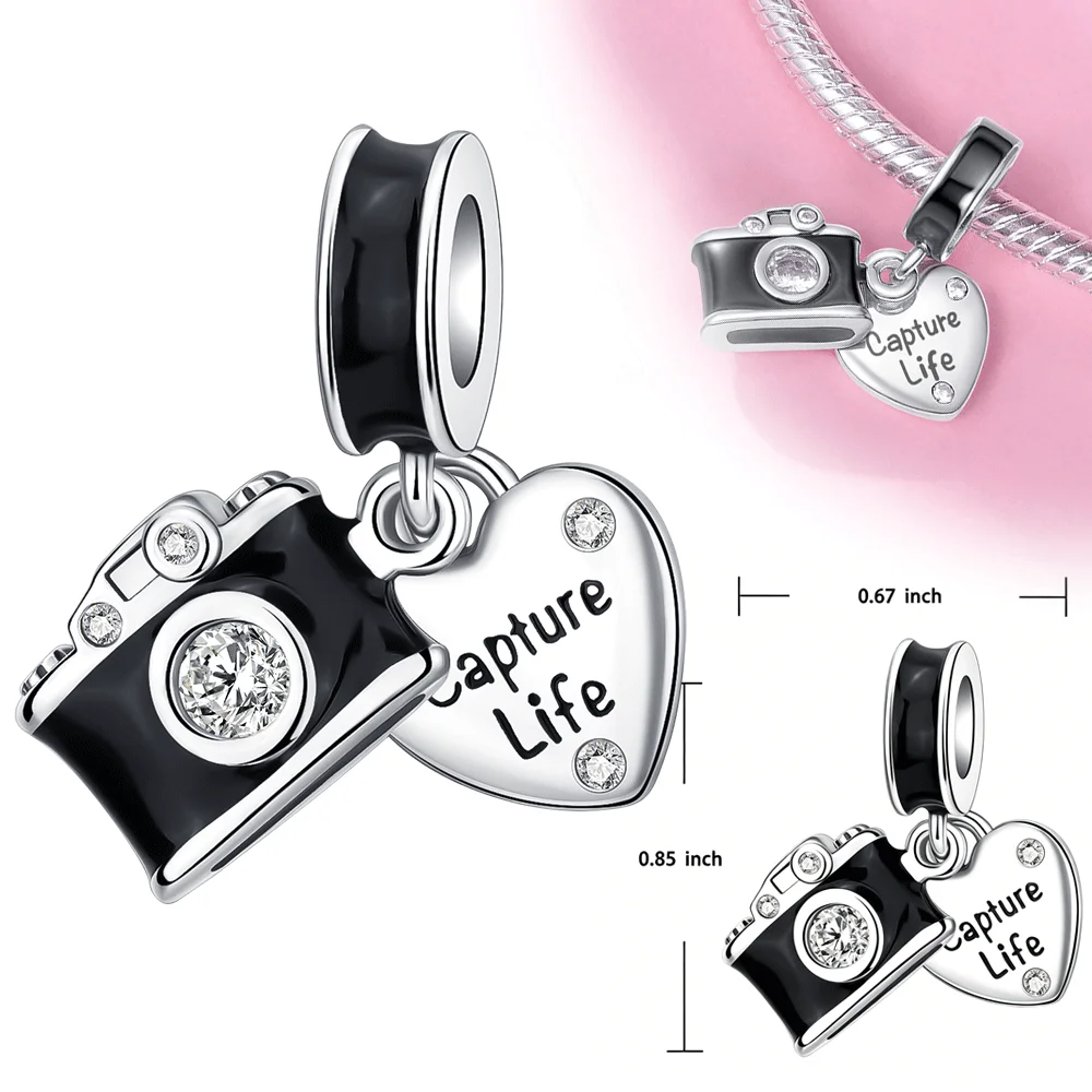 

Original 925 Sterling Silver Charm Camera Capture Life Passion Pendant for Women Fit Original Bracelet Necklace DIY Accessories