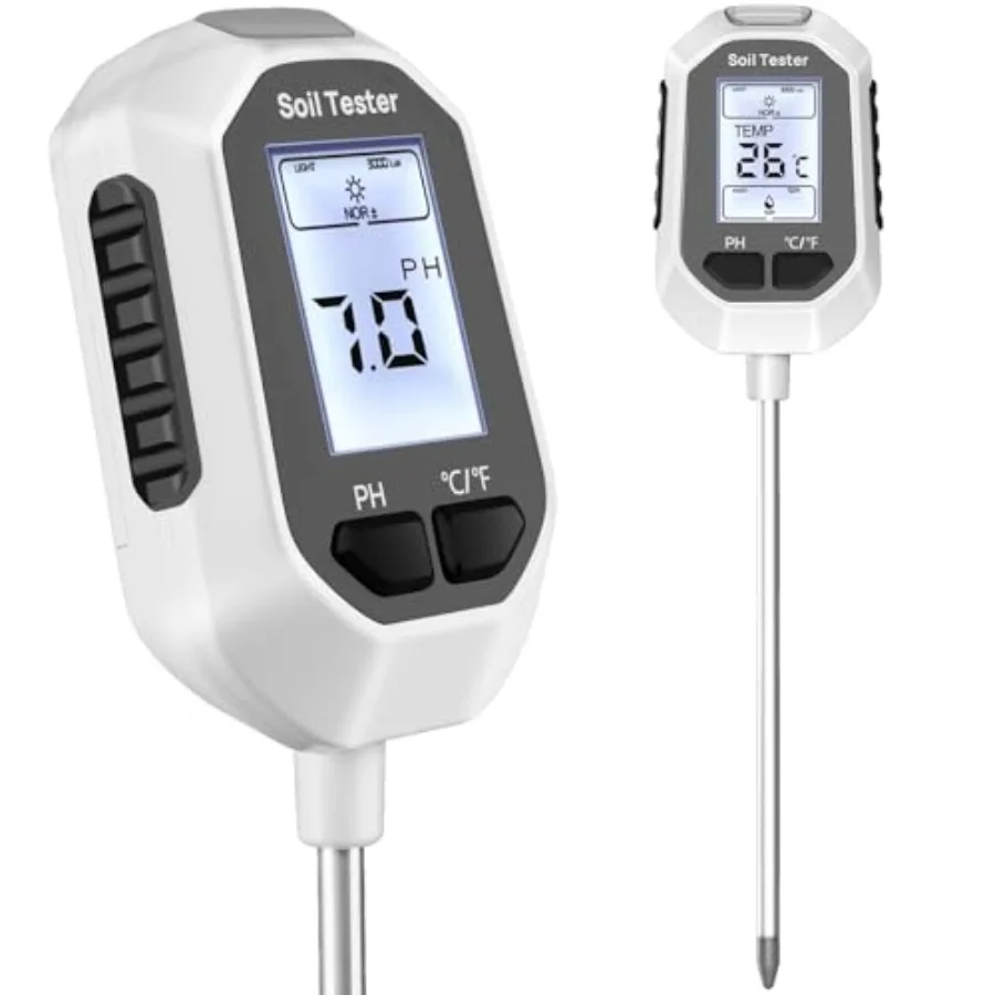 

4-in-1 Digital Soil Moisture Meter with Backlight LCD Display for Accurate Plant Temperature Soil Moisture pH Level and Sunligh