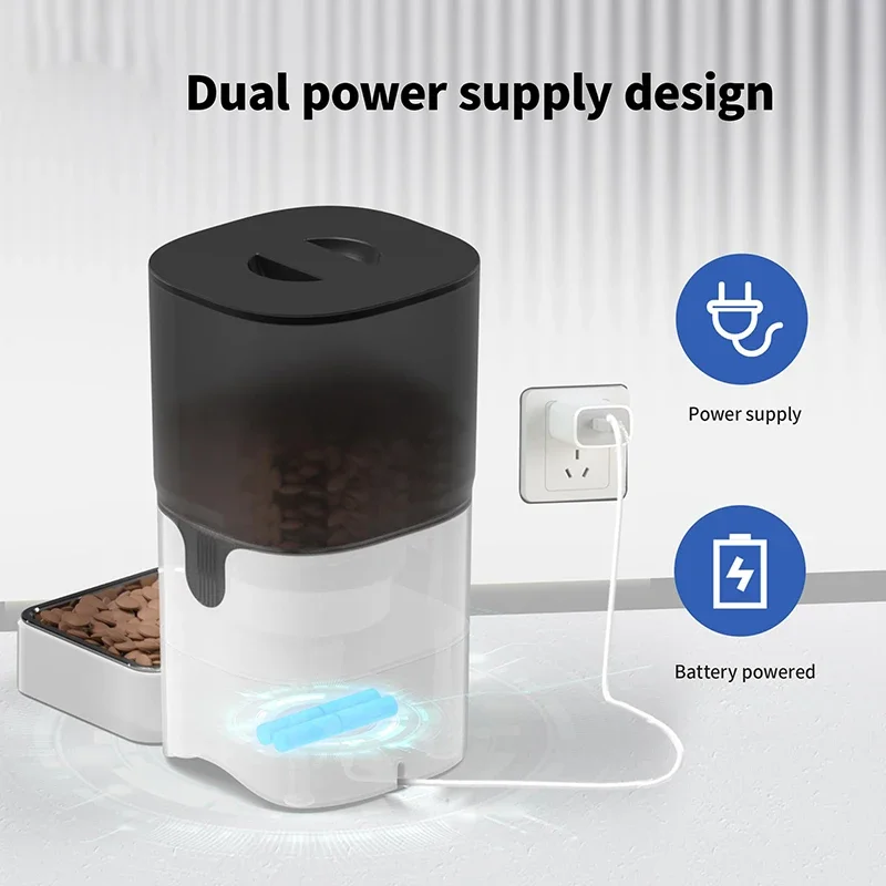 Automatic cat feeder adjustable angle two-way audio 2.4G WiFi application pet feeder, easy to clean with camera, 1-10