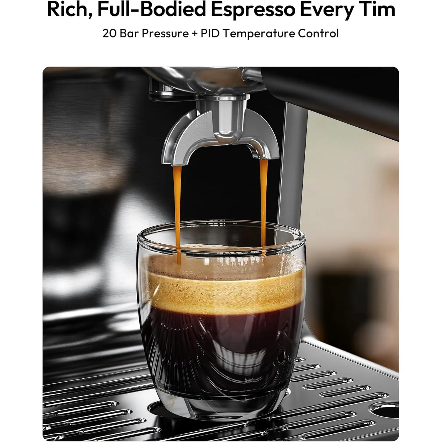 EUHOMY Electric Espresso Machine with Grinder 20 Bar Stainless Steel Semi Automatic Coffee Maker with Steam Wand for Home Use