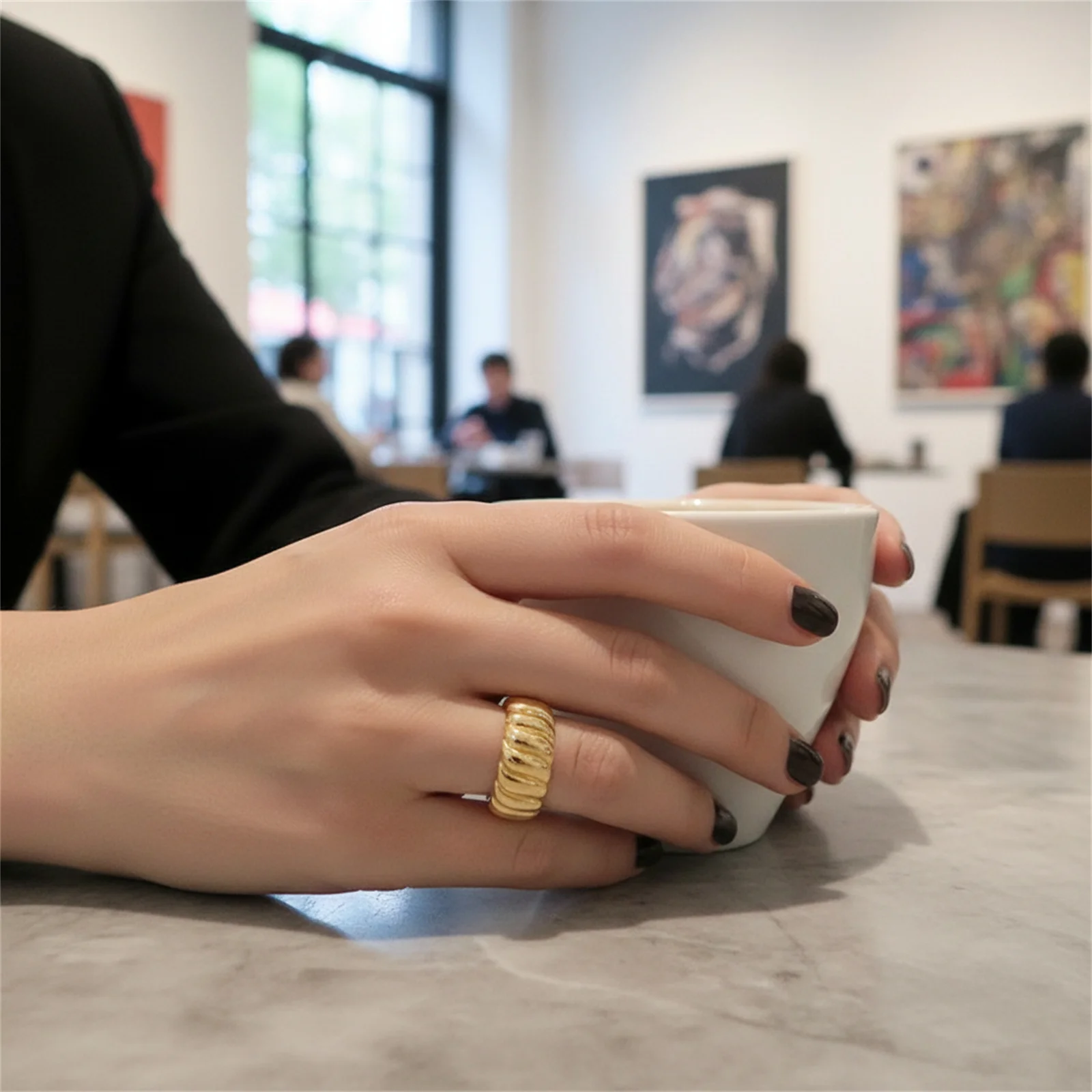 Copper Abstract Ring For Women Designer Style Minimalist Fashion Jewelry
