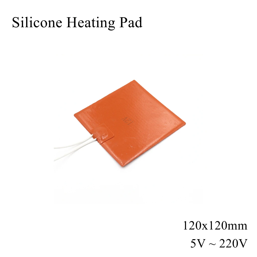 

120x120mm 12V 110V 220V Silicone Rubber Heating Pad Square Flat Band Heater Oil Engine Tank Mat Plate Waterproof 3D Printe 120mm