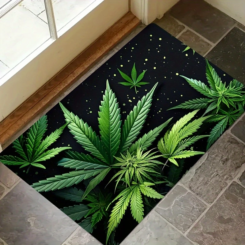 VIKAMA Green Plant Rug: Soft, Warm, and Non-Slip Entryway Mat for Hallways, Living Rooms, and Sofas—Home Furniture Accessory