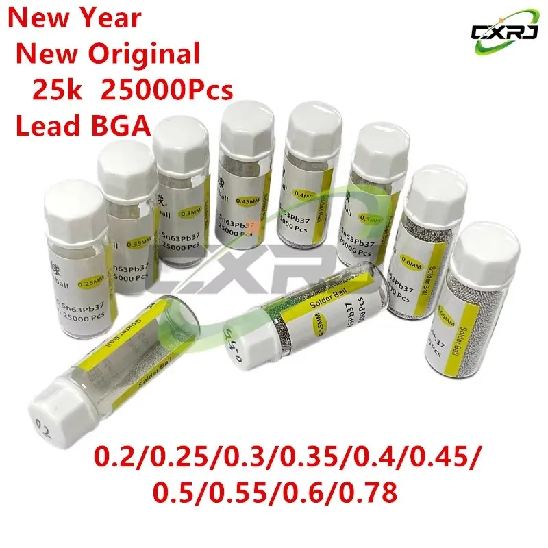 BGA Solder Balls BGA Reballing Soldering Welding Railing Ball Spheres 0.2/0.25/0.3/0.35/0.4/0/45/0.5/0/55/0.6/0.64mm 25K