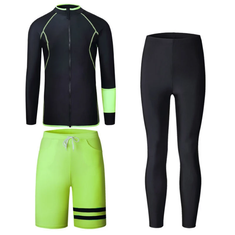 Wetsuits Men's Quick Drying Long Sleeved Swimsuit Sun Protection Pants Set Snorkeling Zipper Diving Suit Split Jellyfish Suit