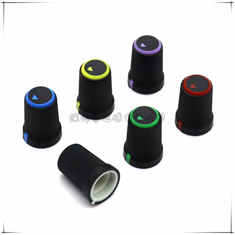 10PCS 12*17MM Plastic Double Color  Knob Cap Potentiometer switch Mixer knob cap D-Shaped 270℃ Inner Hole 6mm