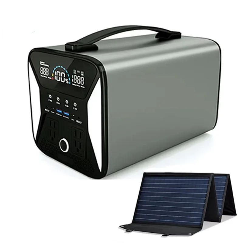 

Power Station 1000W Solar Generator 110V 220V 230V Portable Power Station with 120W Solar Panel