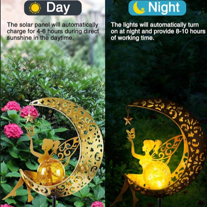 Imagem -05 - Impermeável Solar Led Garden Lights Lua Fairy Lawn Lâmpadas Outdoor Pathway Lights Pátio Pathway Quintal Decoração