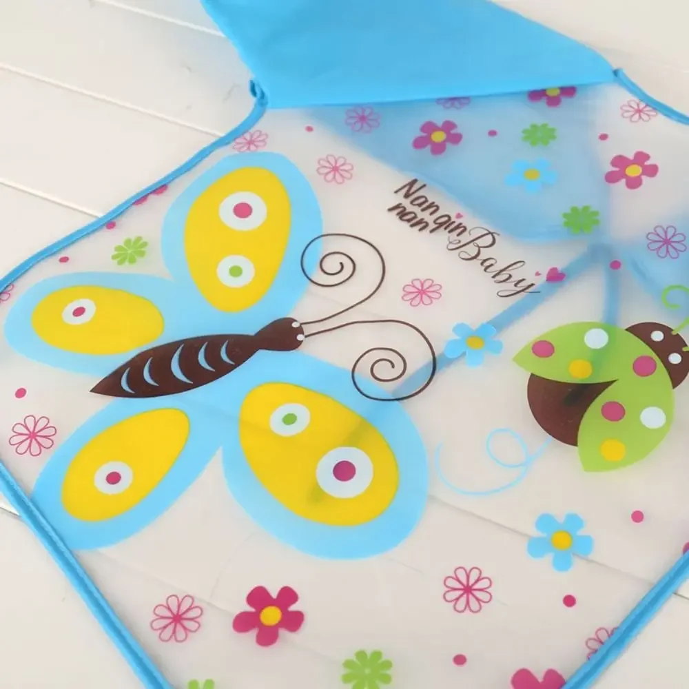 Baby Bibs Cute Colorful Cartoon Waterproof Bib Infant Eating Children Drawing Long Sleeve Pocket Apron Self Feeding Baby 0-3Y