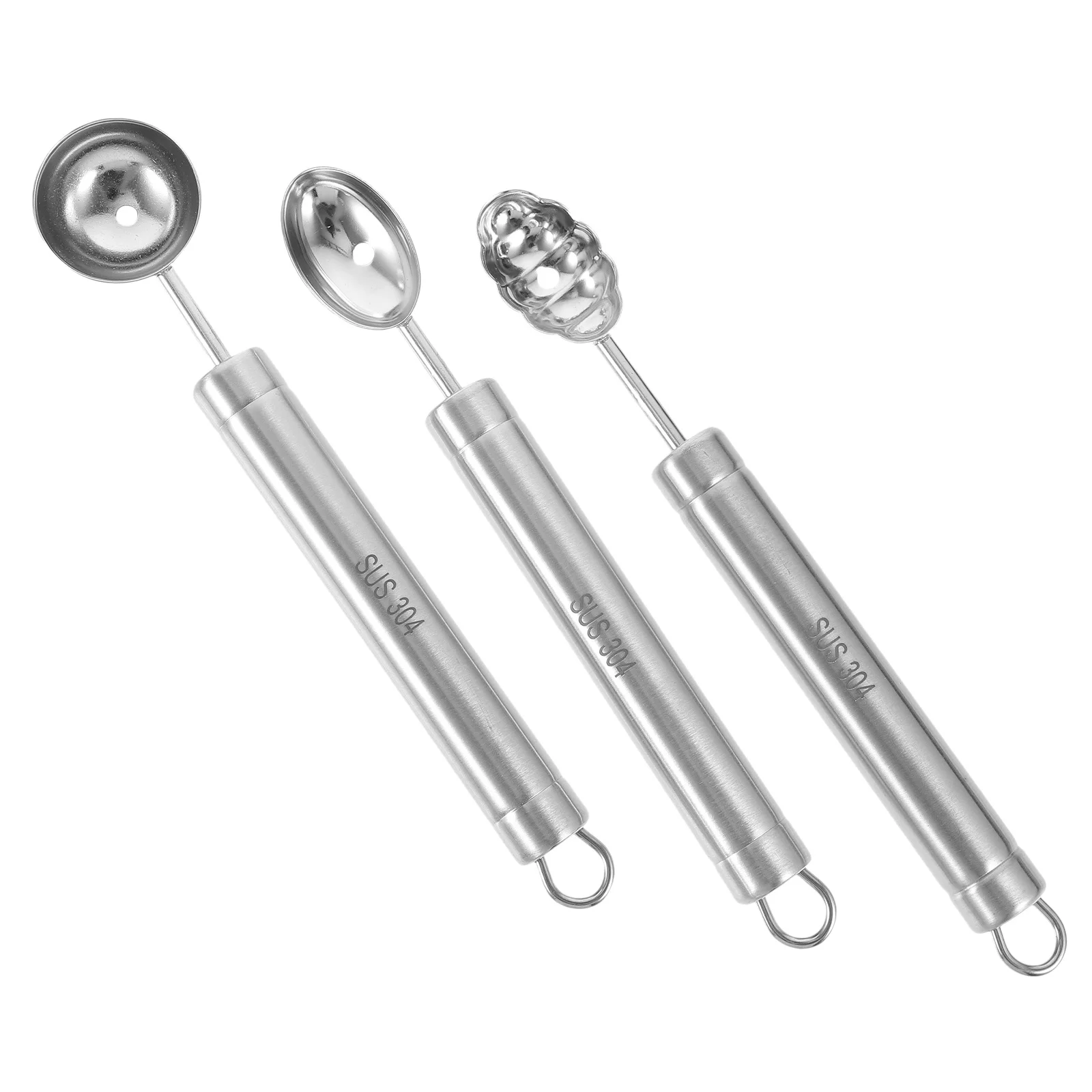 

3Pcs Stainless Steel Melon Baller Scoop Ice Cream Spoon Fruit Ball Maker Kitchen Dessert Tool Suitable for Cafe Bar