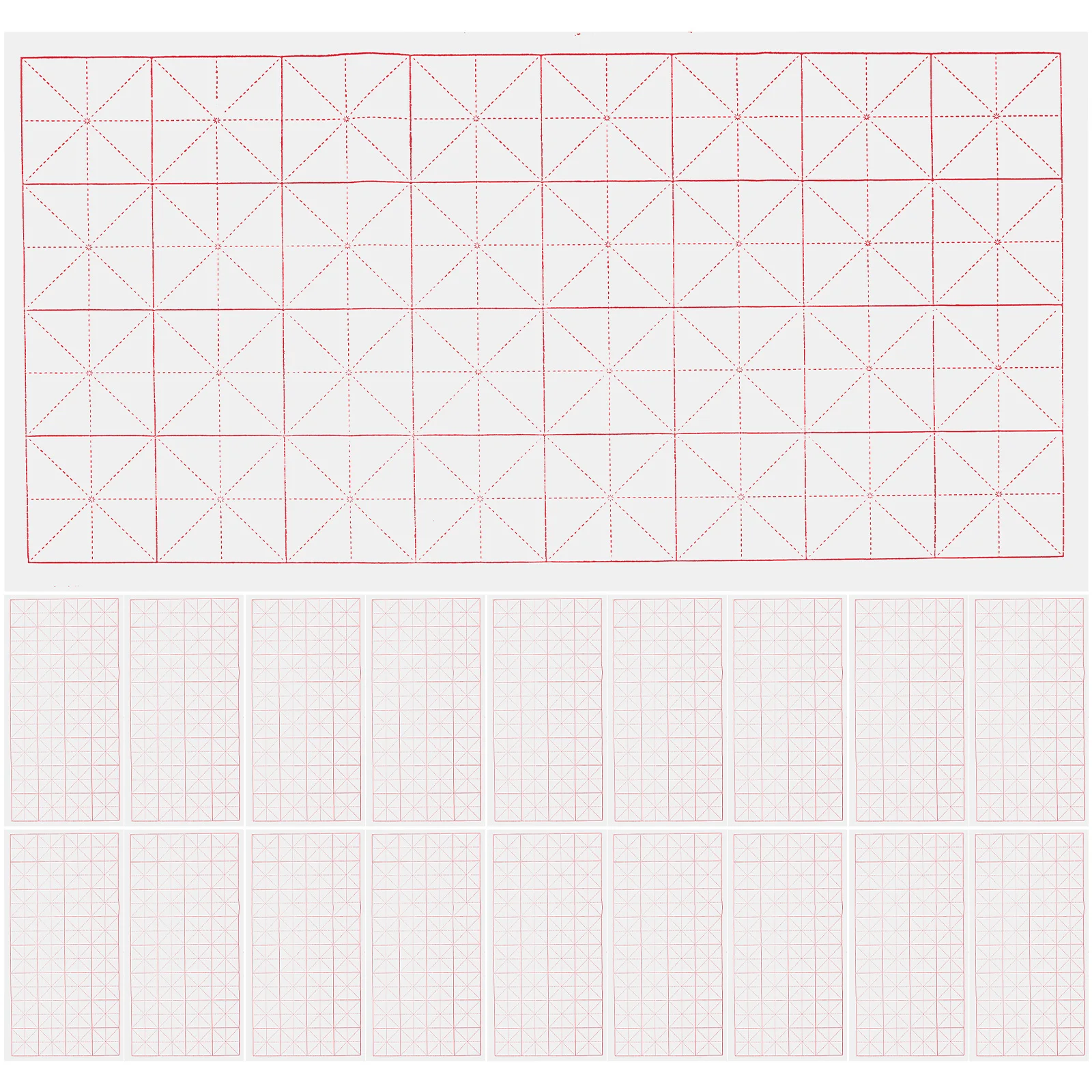 

50Pcs Semi Raw Xuan Paper 7.5cm Grids Sumi Calligraphy Rice Paper Writing Painting Practice Chinese Japanese Art