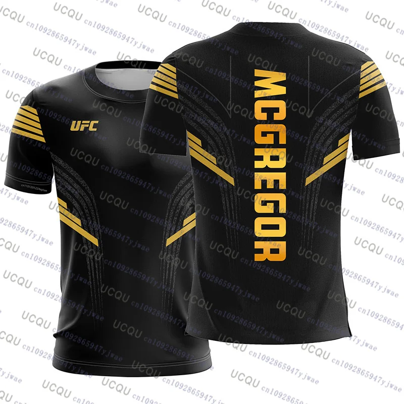 UFC 2025 موضة جديدة كونور مكجريجور مختلط فنون الدفاع عن النفس تي شيرت ثلاثية الأبعاد طباعة قصيرة الأكمام القتال القمم خمر ملابس رياضية MMA جيرسي #3