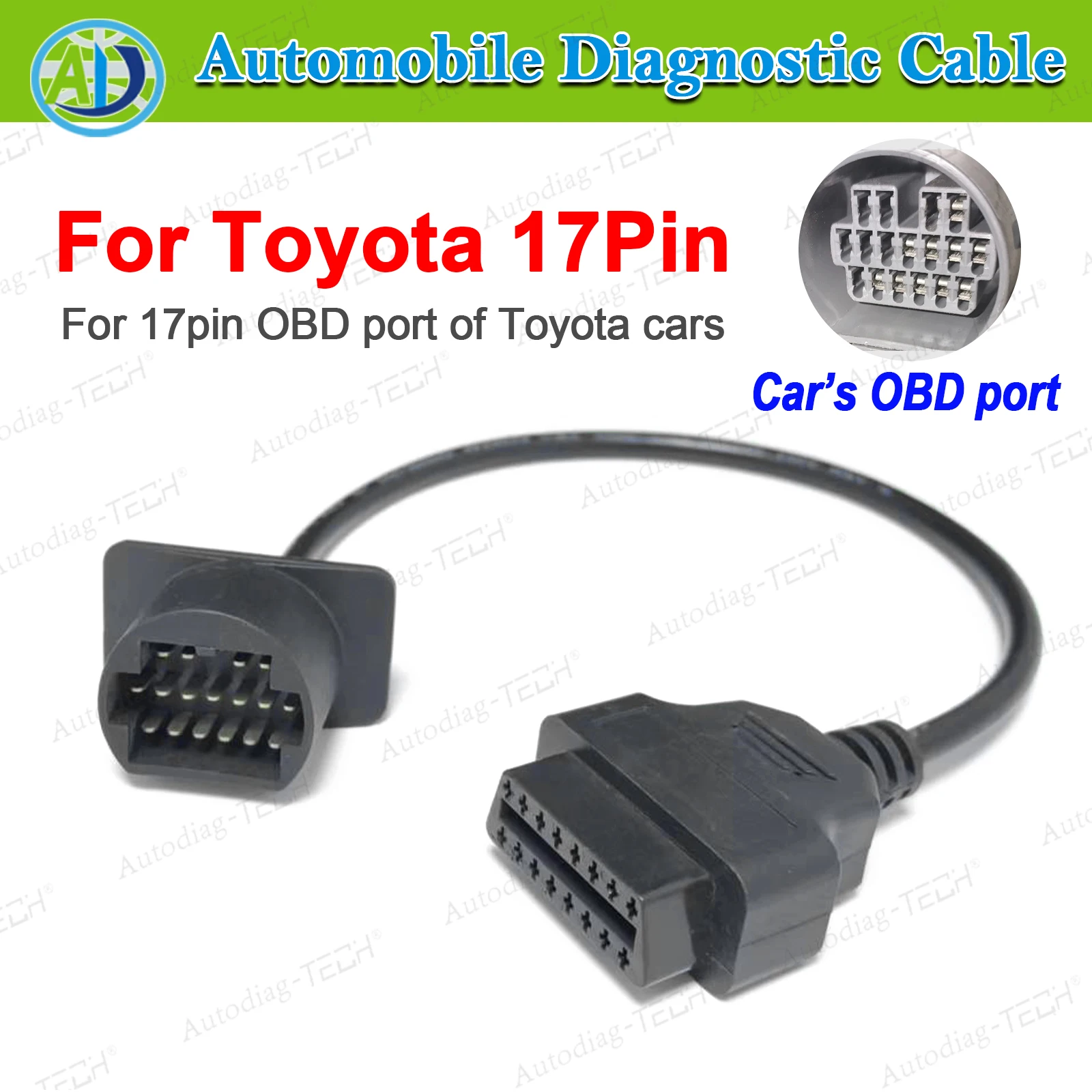 

Диагностический адаптер OBD2 для автомобилей Toyota 17Pin до 2001 года, веерообразный порт, автомобильный разъем диагностического кабеля OBDI на OBDII