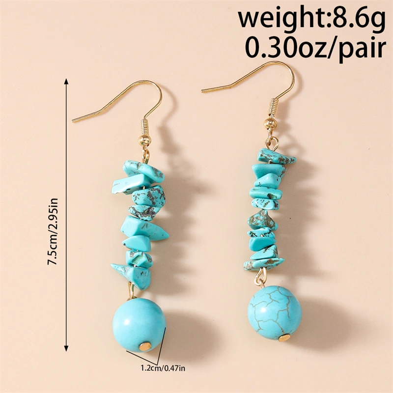 Modische, handgefertigte Ohrringe mit türkisfarbenen Perlen, ideal für Damen und Mädchen, als Schmuck für Partys und Festivals, ein tolles Geschenk. – Detail 6