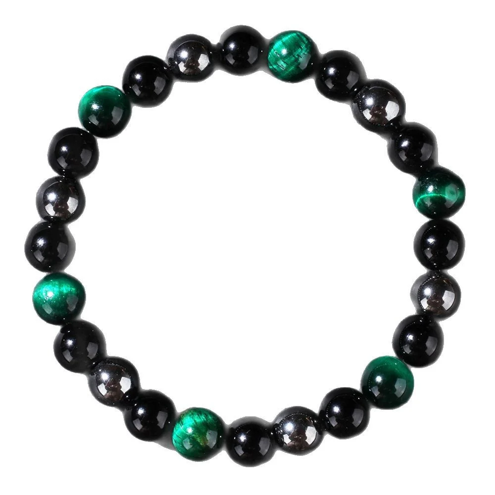 Protection bracelet women men empath black onyx green tigers eye good luck healing energy bracelet string beads bangles