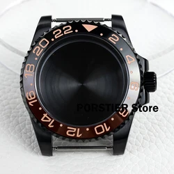 40mm Black Watch Case stainless Steel Sapphire Glass waterproof fit NH35 NH36 Movement 28.5mm Submariner GMT YACHT 20MM Strap