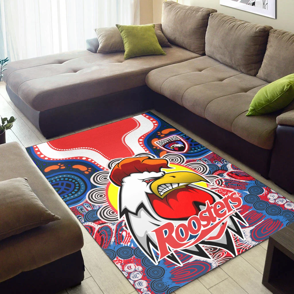 Roosters Indigenous Rugby Area Rug Protection Under the Sun Mat Floor Anti-slip Carpet Home Decoration Themed Living Room Carpet