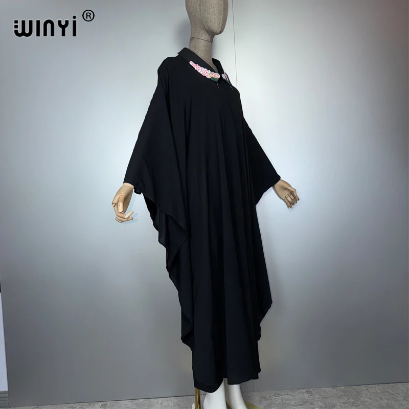 ウィンイー ムスリム女性用ロングダウンカフタンパーティードレス 中東女性用ゆったりホリデーアバヤ ドバイ高級カフタン