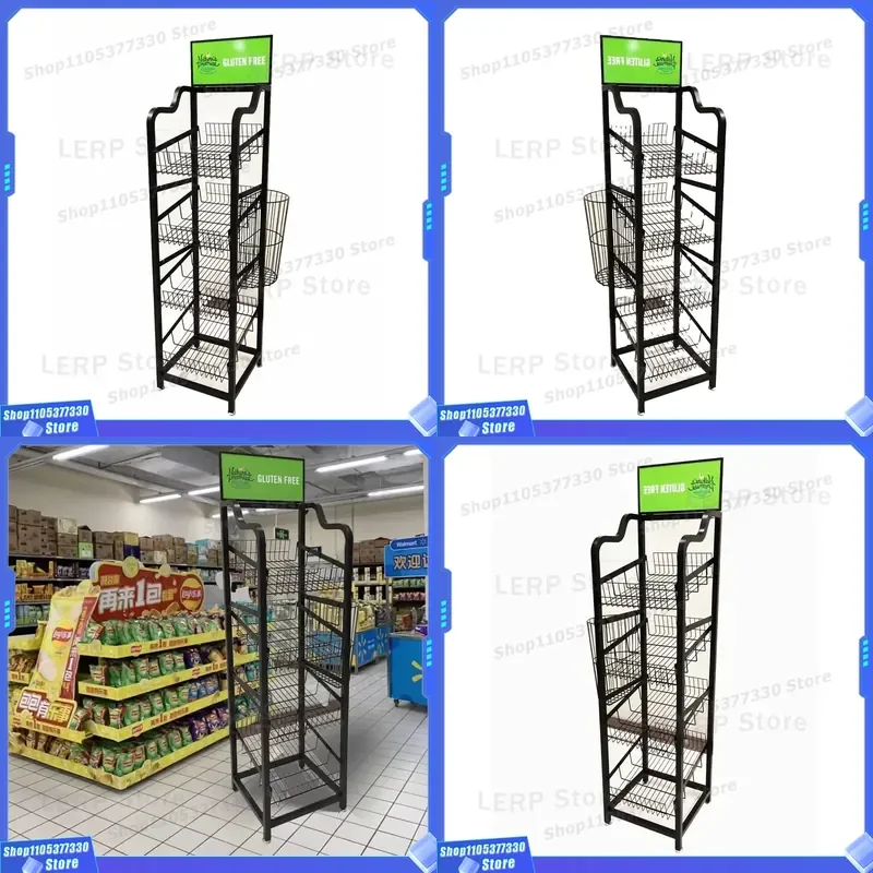 Metal Bread Display Stand for Bakery Supermarket Food Showcase Rack Effective Product Presentation Shelf for Store