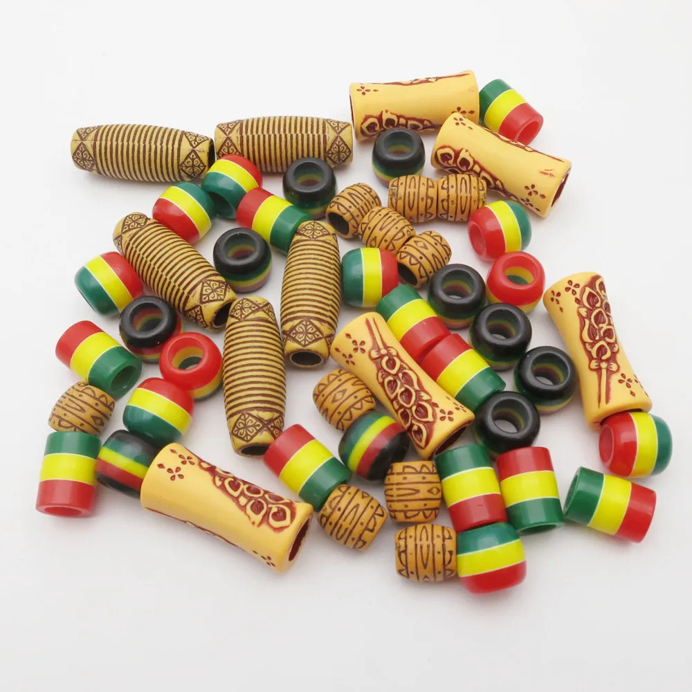 50Pcs Mix African Styles Braids Jamaican Rasta hair braid dread dreadlock Beads rings for men women kids hair accessorie