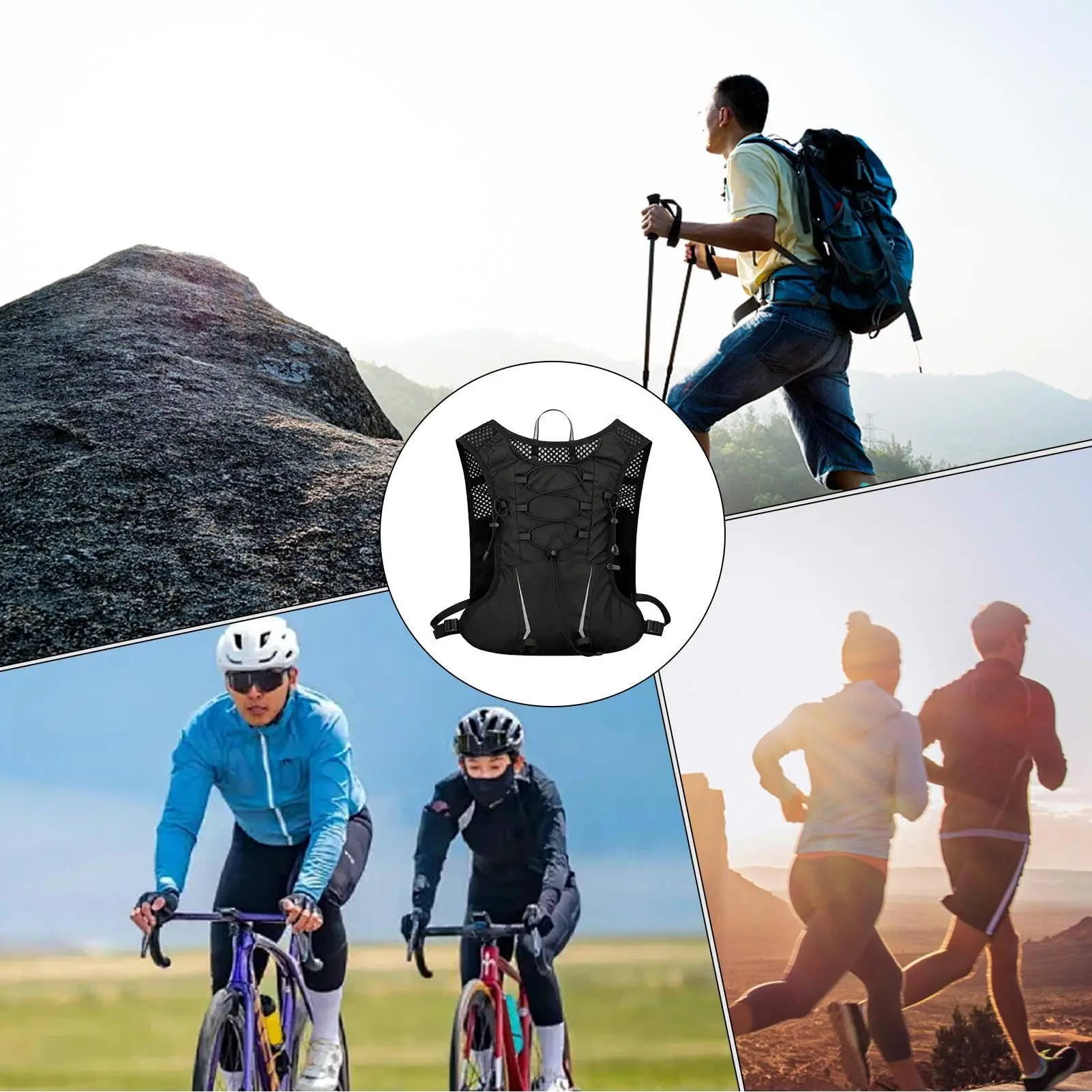 Tactical Hydration Vest Backpack Adjustable Reflective Water Bladder Hydration Packet Pouch for Running Cycling Hiking jogging