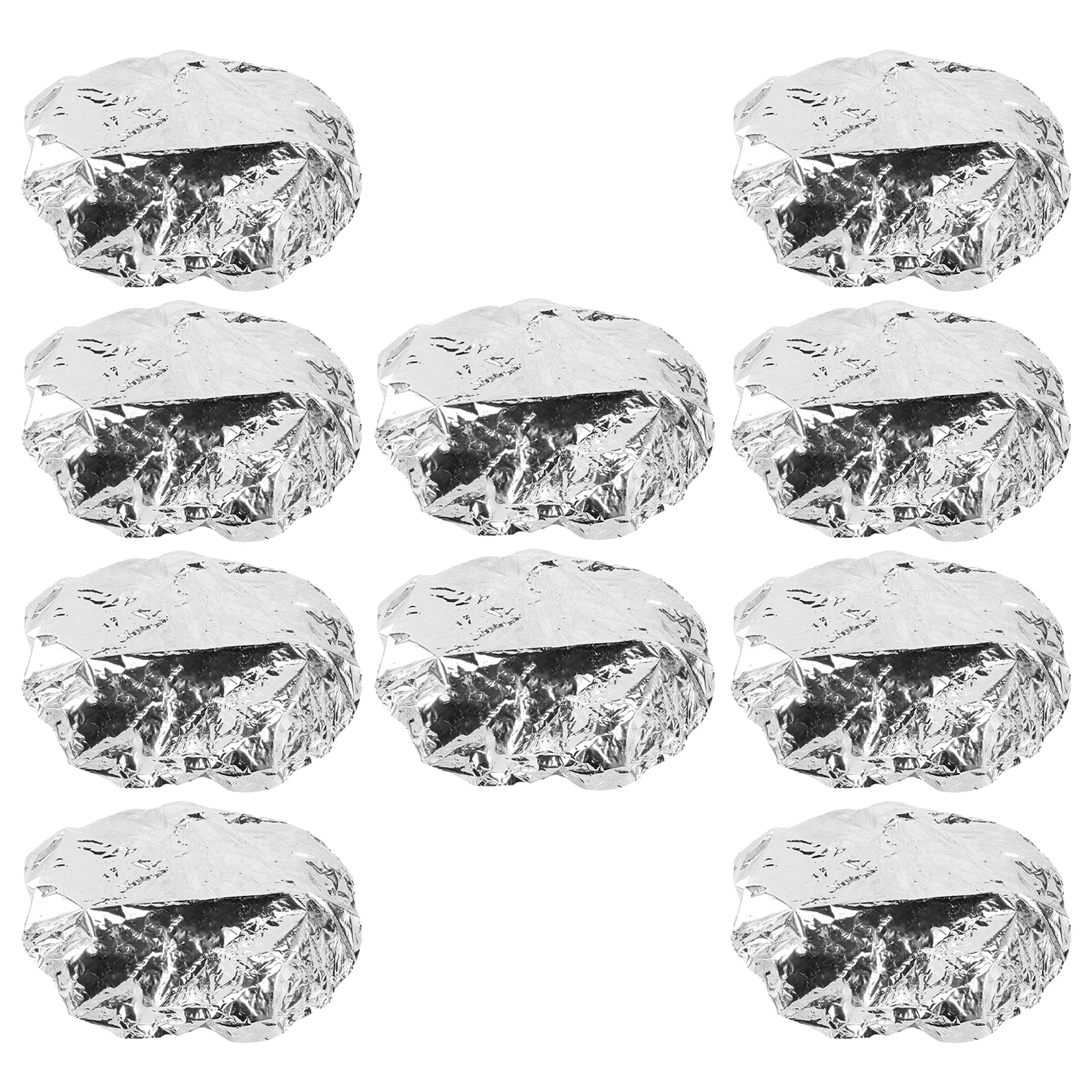 

10Pcs Aluminum Foil Hair Cap Heat Insulation for Deep Conditioning and Hair Spa Elastic Edge Comfortable and Convenient Silver