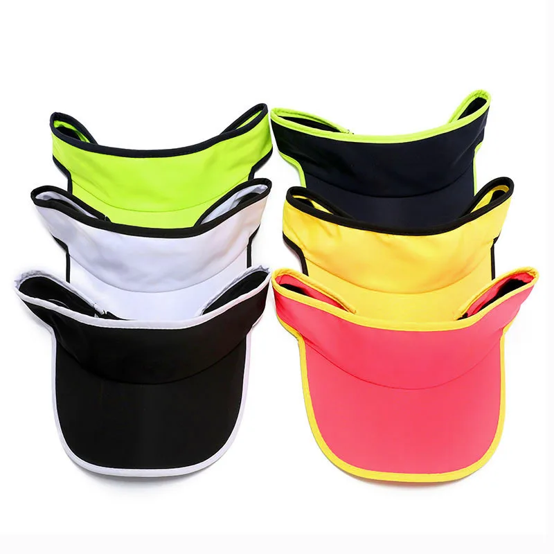 Polyester Sports Sun Visor Cap with Stripe Trim Adult Men Women\'s Golf Sun Visor Hat Runner Hat Jogging Cycling Tennis Hiking