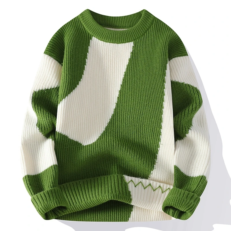 Men's High Quality Autumn Winter Long Sleeves Knit New Sweater Round Neck Jacquard Keep Warm Pullover Trend Leisure Fashion Tops