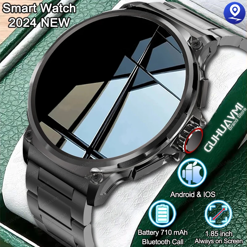 New For Huawei ios 1.85 Inch HD Screen Smart Watch Men 710mAh Battery Bluetooth Call Water Proof Fitness Watch Smart Watch 2024