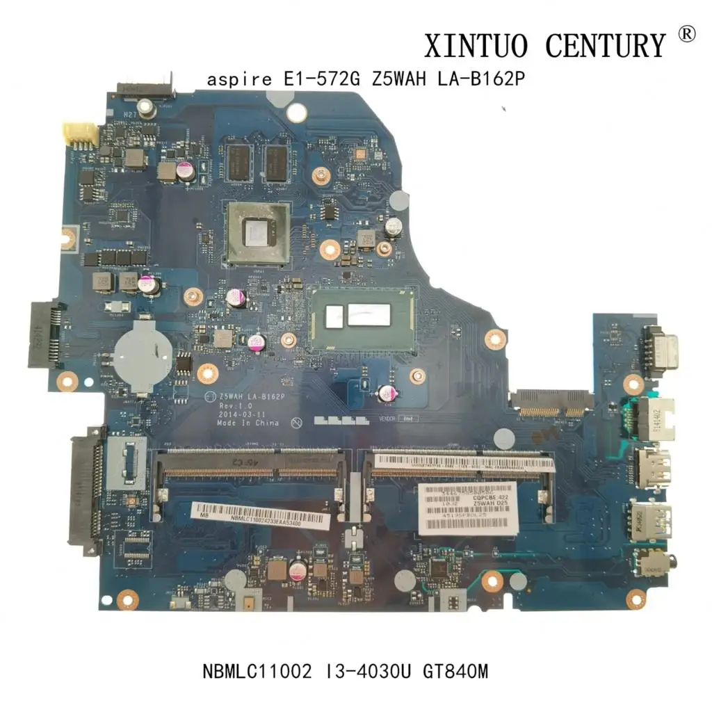 

NBMLC11002 NB.MLC11.002 For Acer aspire E1-572G Motherboard Z5WAH LA-B162P W/ I3-4030U N15S-GT-S-A2 100% tested working