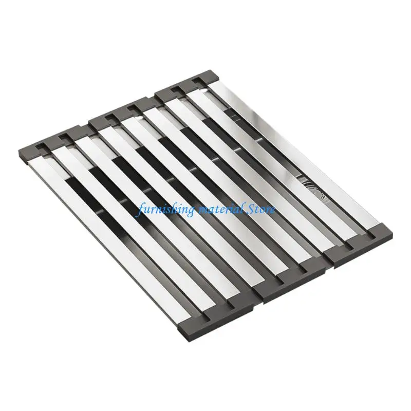 Y5GD Heavy Type 304 Rustless Steel Sink Rack Kitchen Dish Drainer With Regulable Length for Drying Dishes Cookware