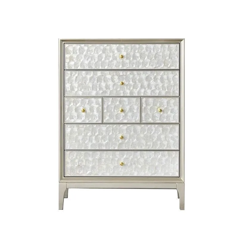 luxury solid wood seven-bucket chest, bedroom storage simple shell drawer, living room home entrance decorative cabinet