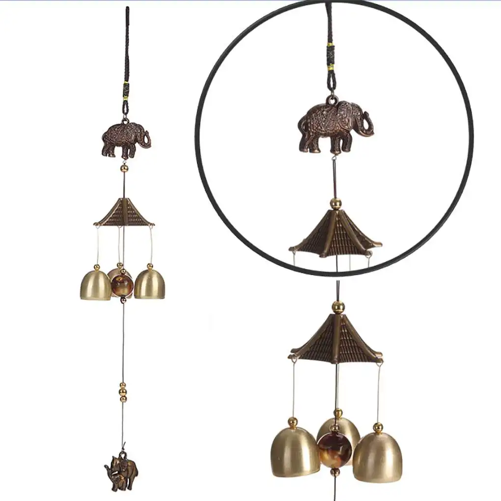 Elephant Wind Chimes Hanging Lucky Copper Wind-bell Outdoor Yard Indoor Living Room Ornament