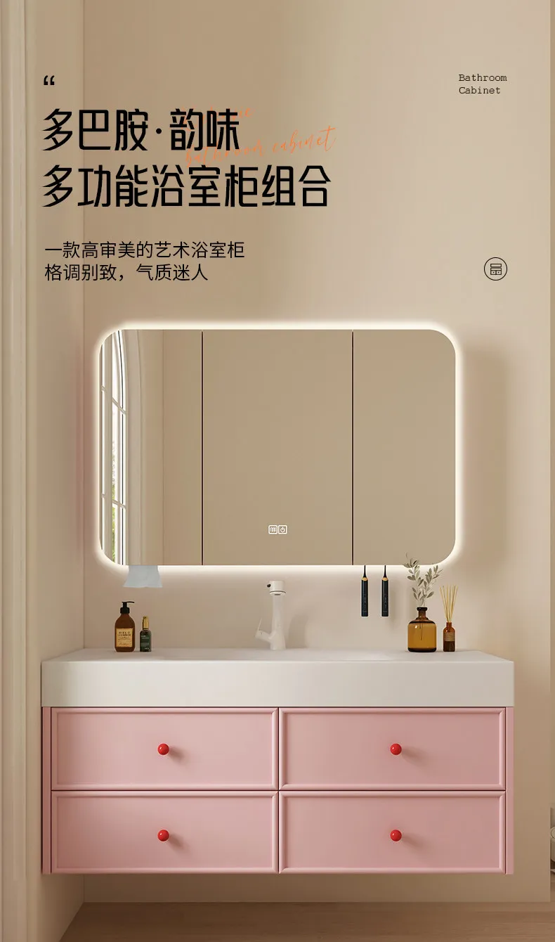 Color bathroom bathroom cabinet combination, pure acrylic integrated basin washstand