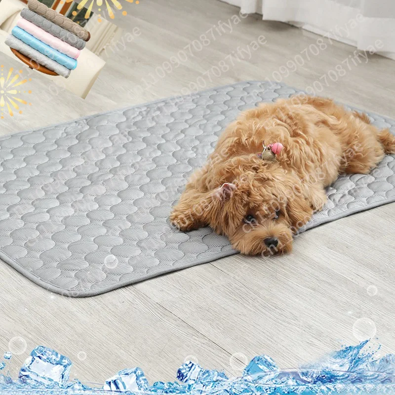 Summer Cool Pet Bed Big Dog Cat Blanket Ice Pad Mesh Bottom PVC Nylon Sleeping Cool Pad