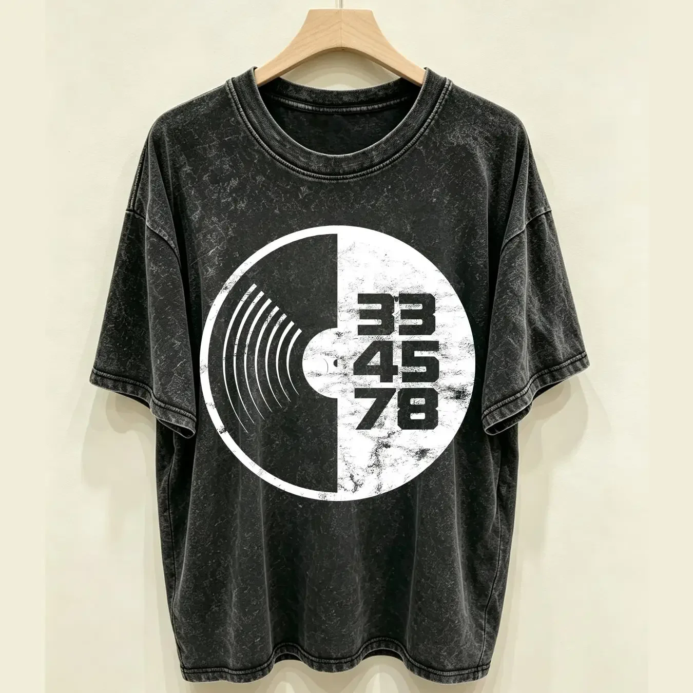 washed T Shirt NEW LIMITED Turntable 33 45 78 RPM Records Vinyl Collector vintage Washed streetwear fashion Stretched